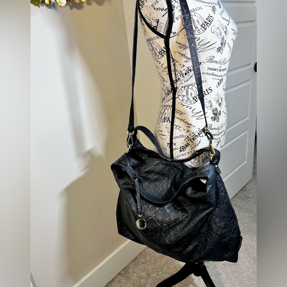 LAURA DI MAGGIO Embossed Leather Oversized Unstructured Hobo/Satchel - Picture 12 of 15